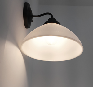 10" Milk Glass Waffle Sconce