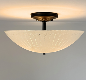 Frosted Art Deco Bowl Ceiling Light