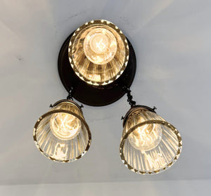 Farmstead Fluted Clear Glass Ceiling Light Trio - The Lamp Goods