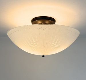 Frosted Art Deco Bowl Ceiling Light