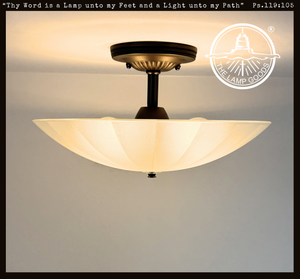 Vintage Frosted Panel Glass Ceiling Fixture