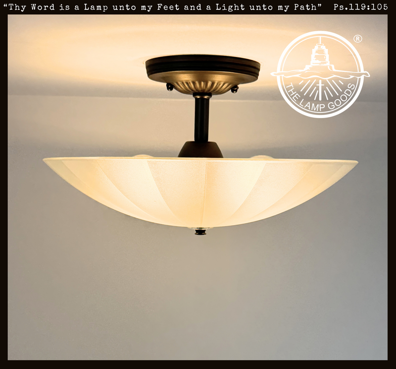 Vintage Frosted Panel Glass Ceiling Fixture