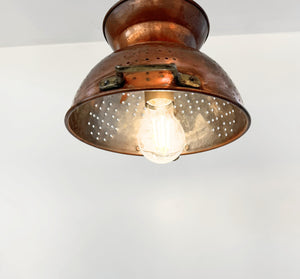Artisan Copper Colander Pendant Light