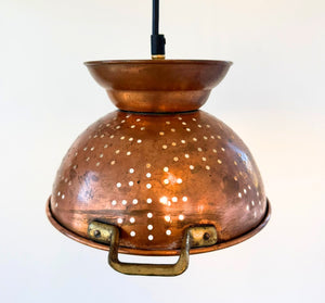 Artisan Copper Colander Pendant Light