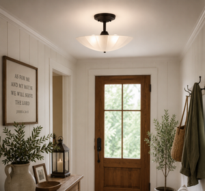 Vintage Frosted Panel Glass Ceiling Fixture