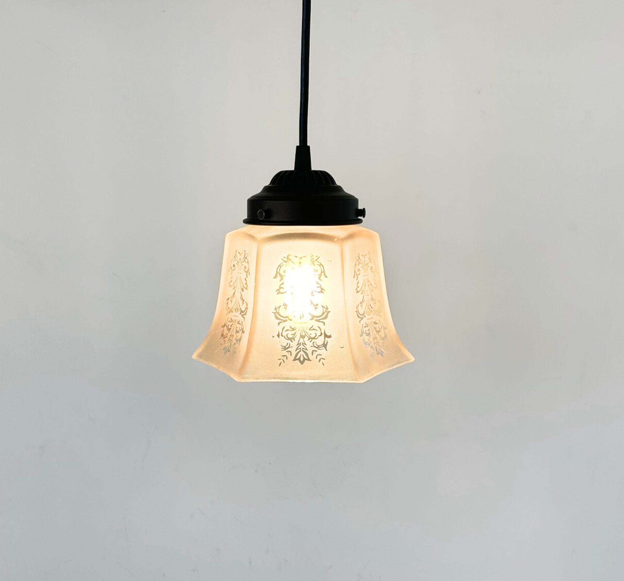 Heavy Vintage Amber Square Frosted Pendant