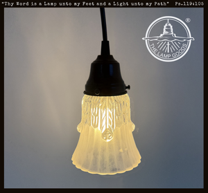 Clear Leaf Drape Frosted Holophane Pendant