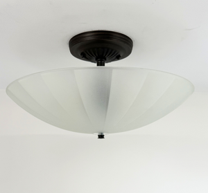 Vintage Frosted Panel Glass Ceiling Fixture