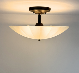 Vintage Frosted Panel Glass Ceiling Fixture