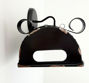 Black Distressed Rustic Dome Wall Sconce — alternate angle
