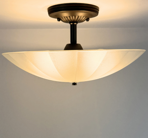 Vintage Frosted Panel Glass Ceiling Fixture