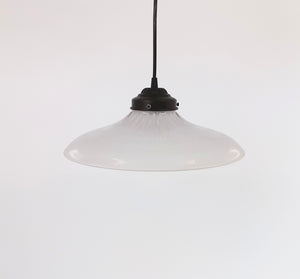 Salvaged Antique Holophane Wide Flare Frosted Pendant