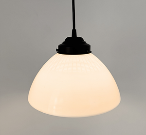 Rare Antique Partial Waffle Milk Glass Pendant