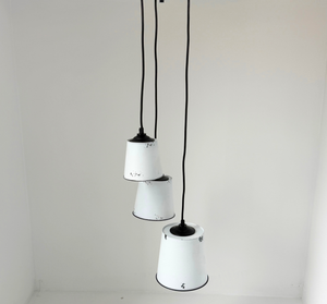Farmhouse White Barn Distressed Trio Pendant