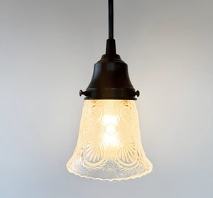 Victorian Shell Pressed Glass Pendant Light