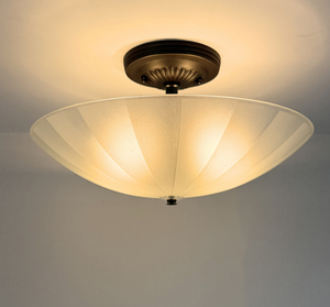 Vintage Frosted Panel Glass Ceiling Fixture