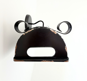 Black Distressed Rustic Dome Wall Sconce — shown to scale