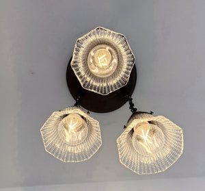 Petite Hobnail Clear Glass Ceiling Light Trio - The Lamp Goods