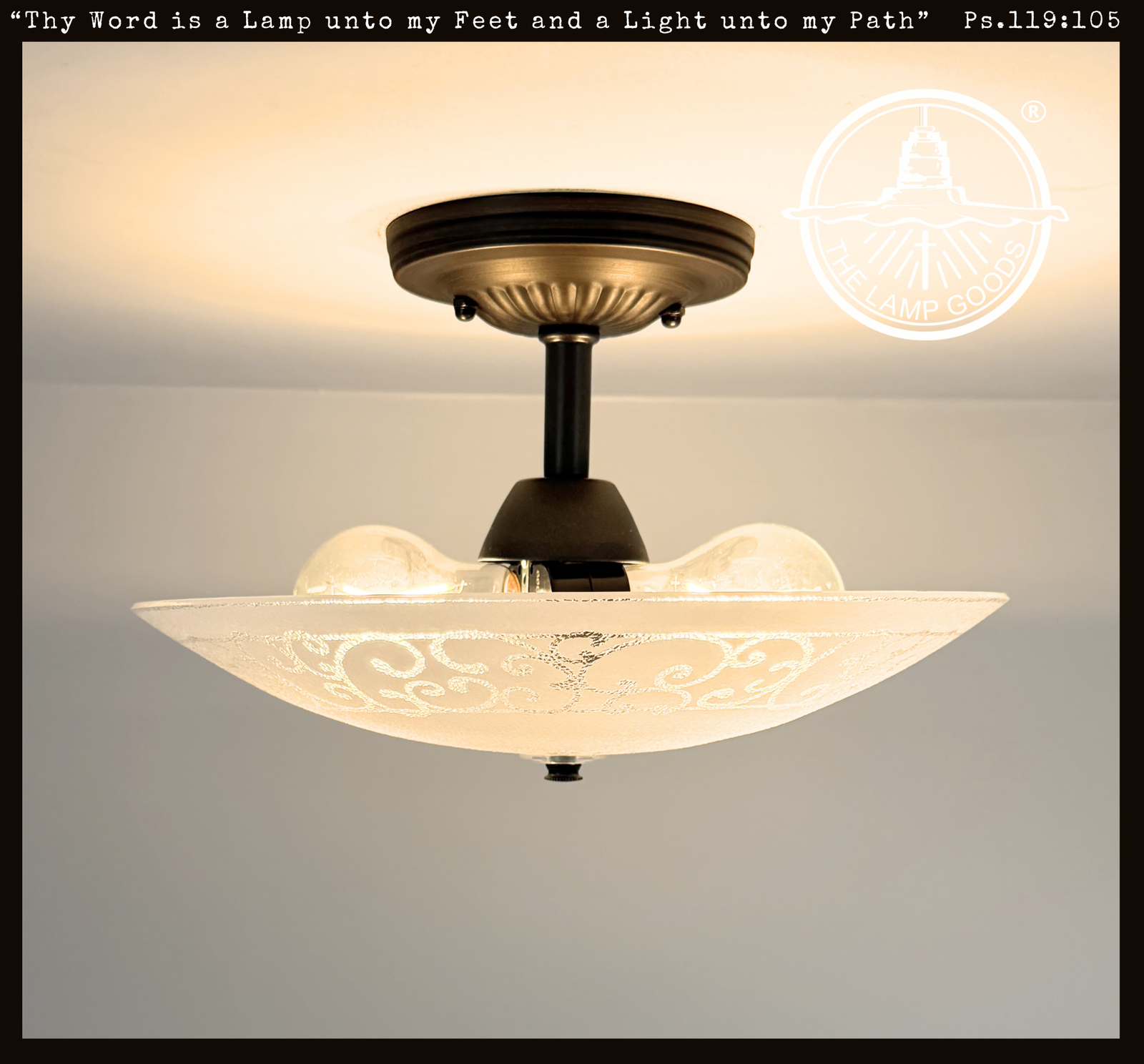 Antique Scroll Frosted Glass Flush Mount