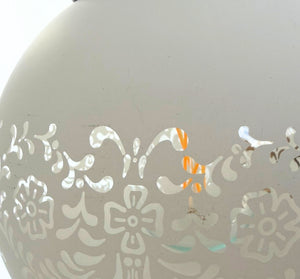 Vintage White Etched Milk Glass Globe Pendant