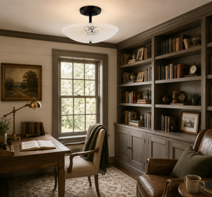 Antique Scroll Frosted Glass Flush Mount