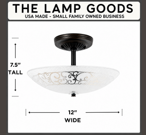 Antique Scroll Frosted Glass Flush Mount