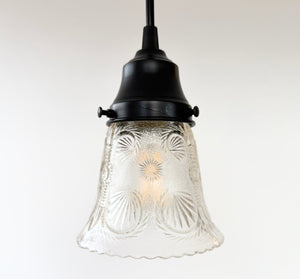 Victorian Shell Pressed Glass Pendant Light
