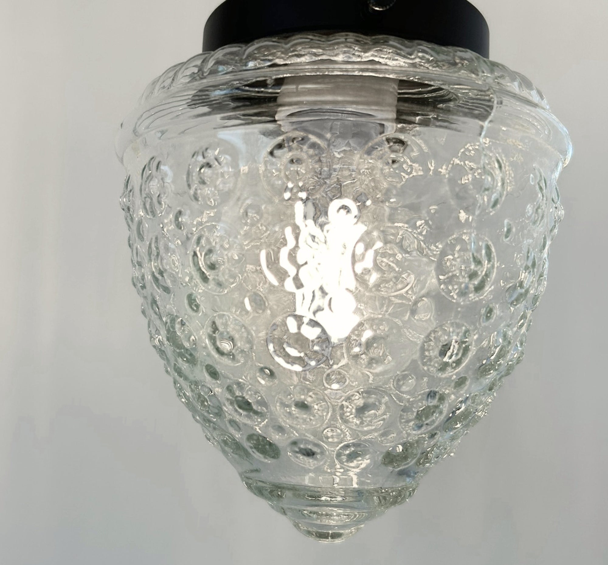 Vintage Clear Beehive Hobnail Glass Pendant