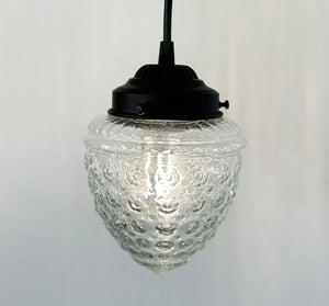 Vintage Clear Beehive Hobnail Glass Pendant