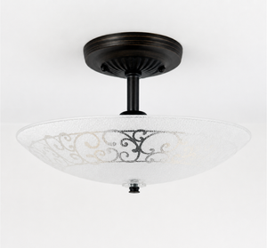 Antique Scroll Frosted Glass Flush Mount