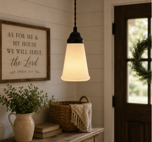 Milk Glass Tapered Rim Pendant