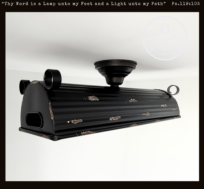 Black Distressed Rustic Dome Ceiling Light