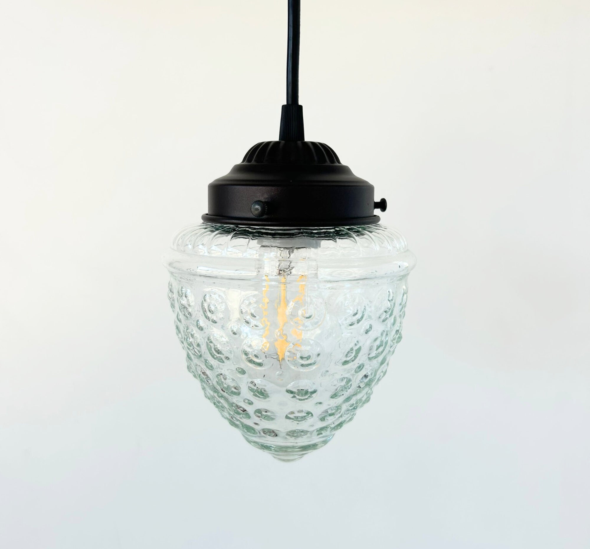 Vintage Clear Beehive Hobnail Glass Pendant