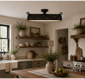 Black Distressed Rustic Dome Ceiling Light
