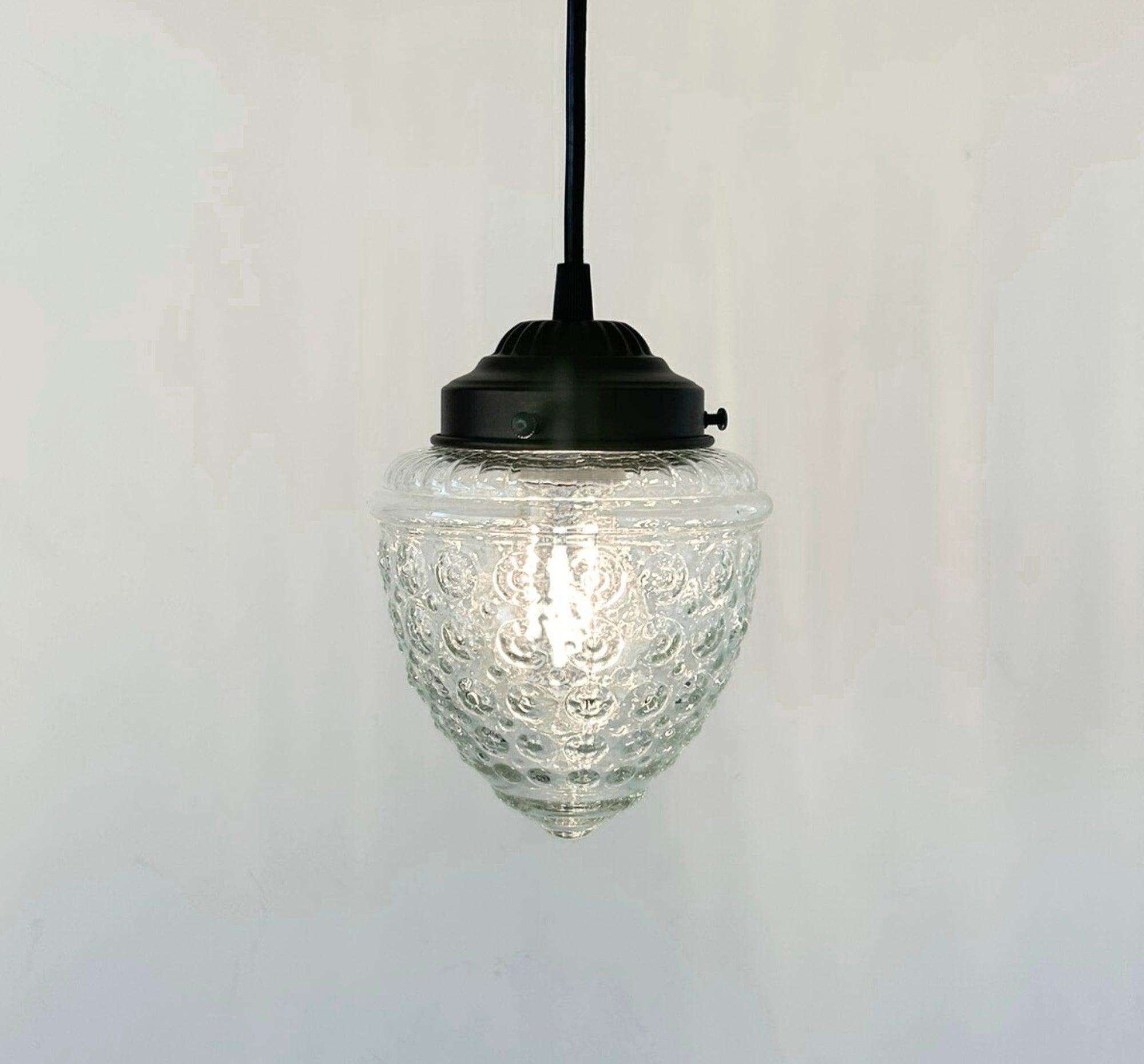 Vintage Clear Beehive Hobnail Glass Pendant