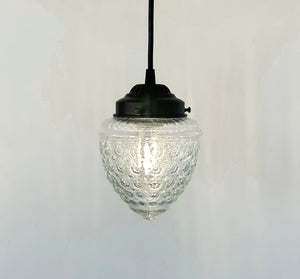 Vintage Clear Beehive Hobnail Glass Pendant