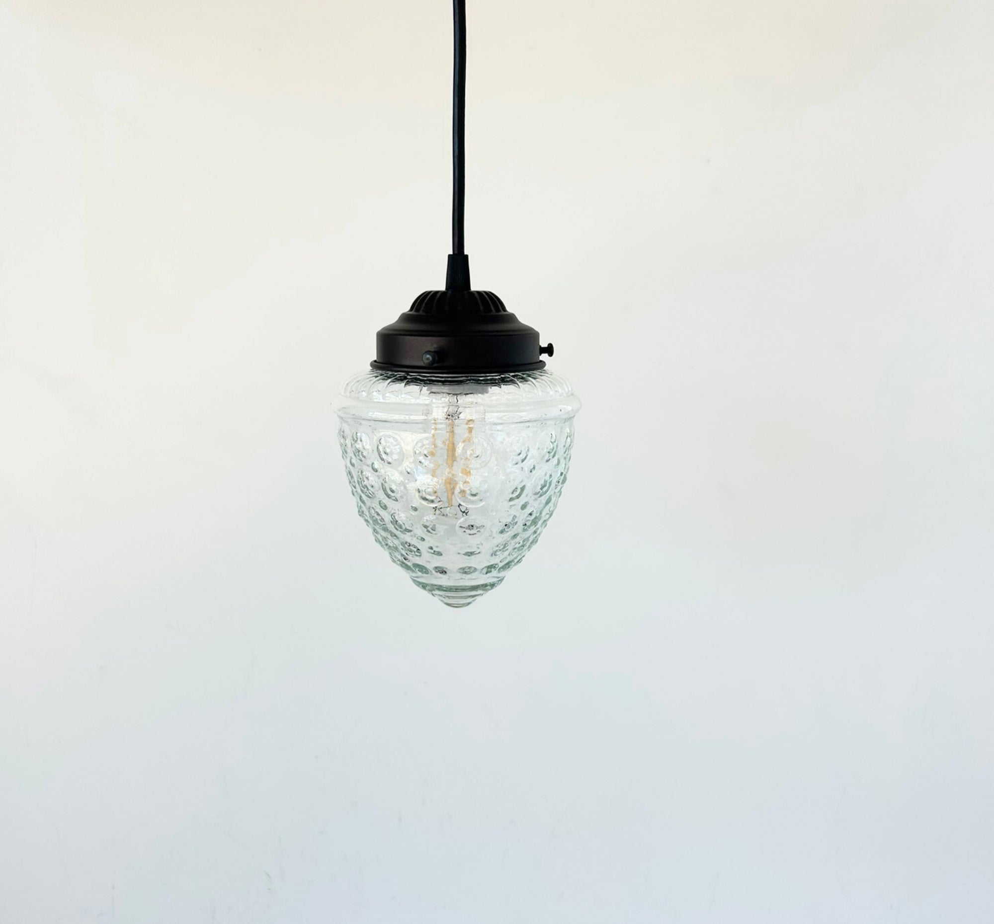 Vintage Clear Beehive Hobnail Glass Pendant