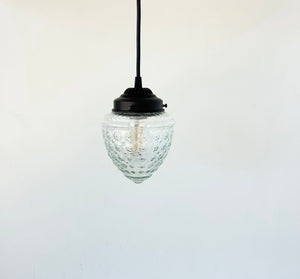 Vintage Clear Beehive Hobnail Glass Pendant