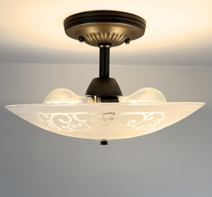 Antique Scroll Frosted Glass Flush Mount
