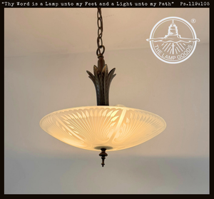 Art Deco Etched Glass Bowl Pendant Light - The Lamp Goods