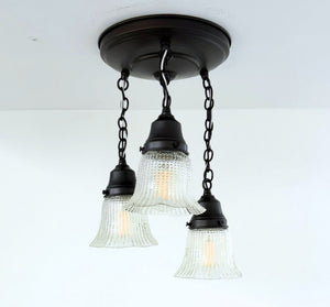 Petite Hobnail Clear Glass Ceiling Light Trio - The Lamp Goods