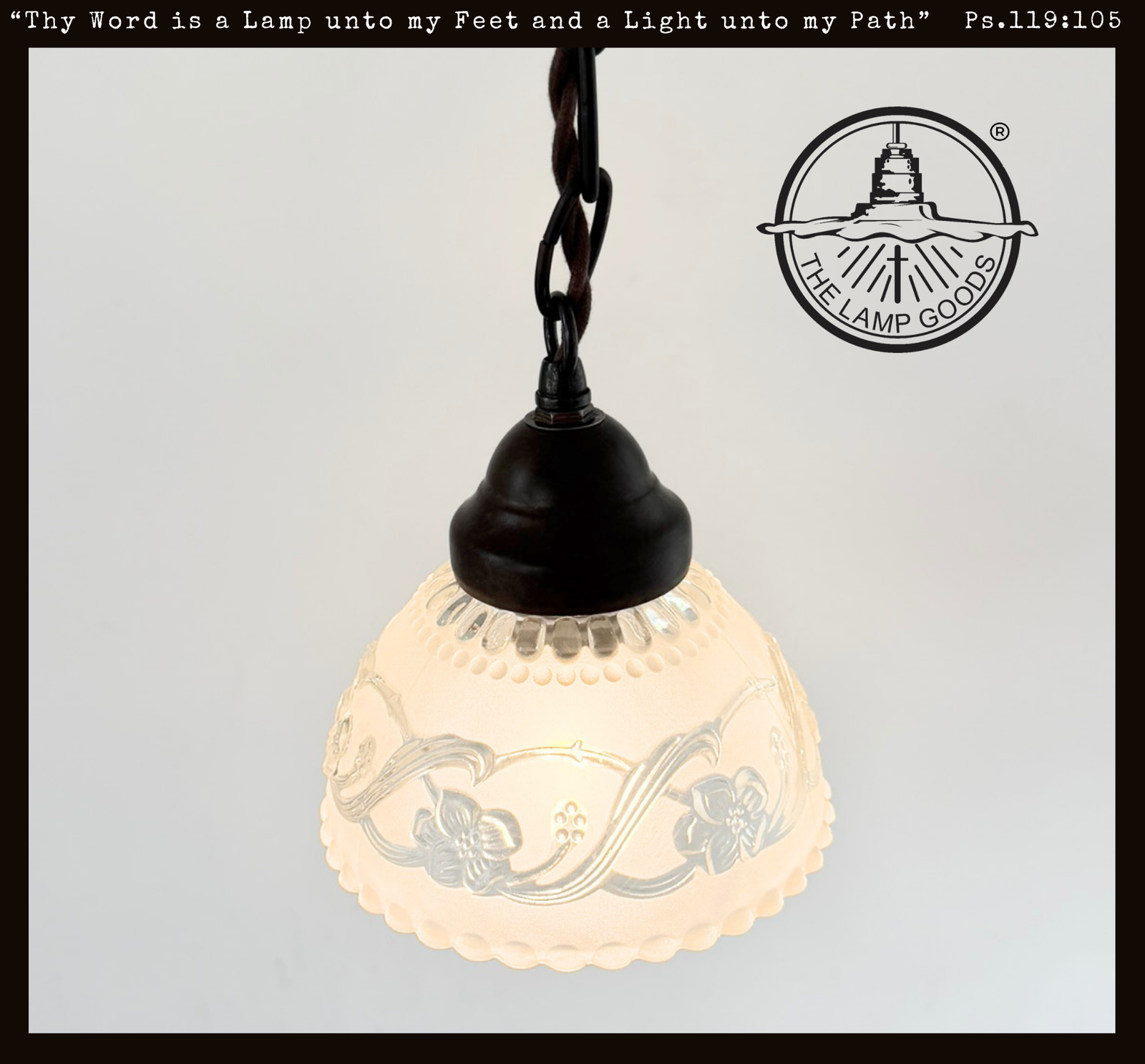 Petite Vintage Frosted Floral Vine Pendant