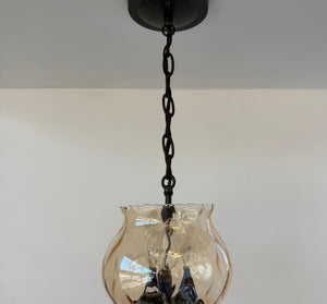 Vintage Amber Glass Tulip Pendant Light