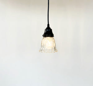 Delicate Clear Fluted Tulip Pendant or Sconce