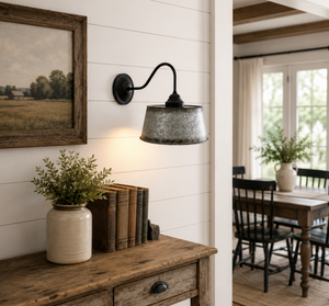 Copper-Edge Galvanized Farm Drum Wall Sconce