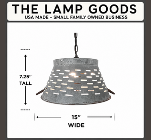 Galvanized Punctured Tin Slat 15" Pendant