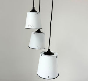 Farmhouse White Barn Distressed Trio Pendant