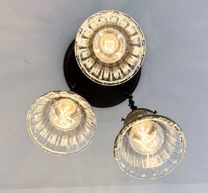 Vintage Optic Ribbed Glass Ceiling Light Trio - The Lamp Goods
