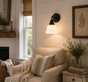 Traditional 1940's Milk Glass Bell Wall SCONCE Lighting - The Lamp Goods