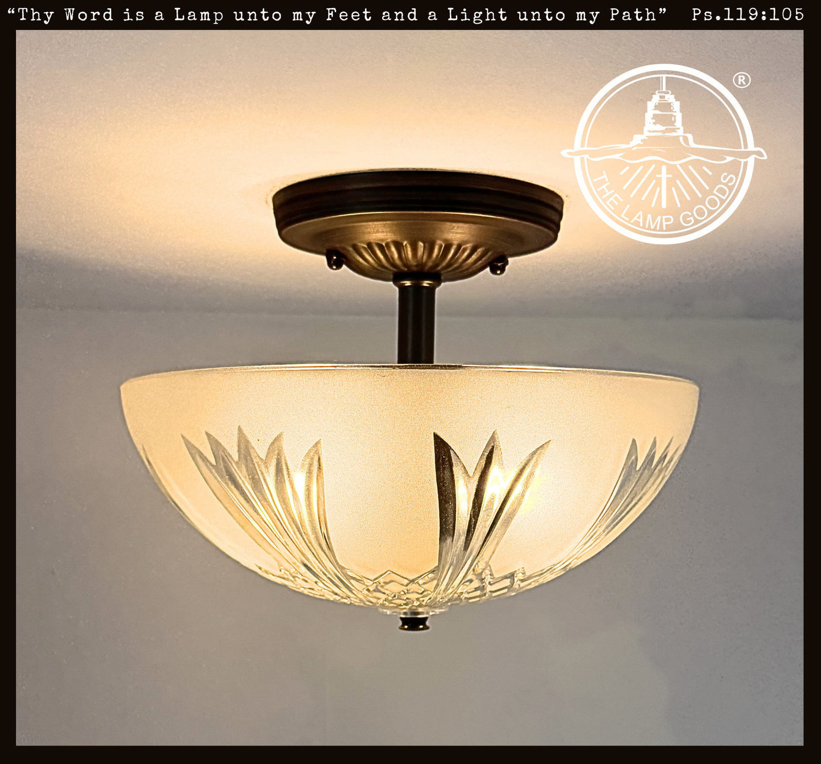 Frosted Leaf Etched Ceiling Light